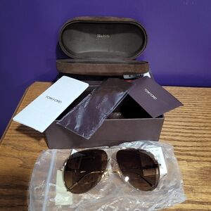 RARE* Tom Ford ALEC 62mm pilot sunglasses tf824 GOLD N BROWN AUTHENTIC NIB